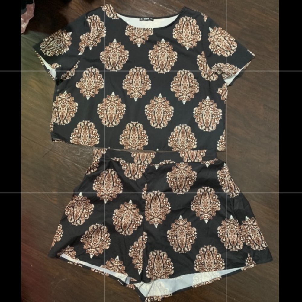 SHEIN crop top and high waisted shorts set